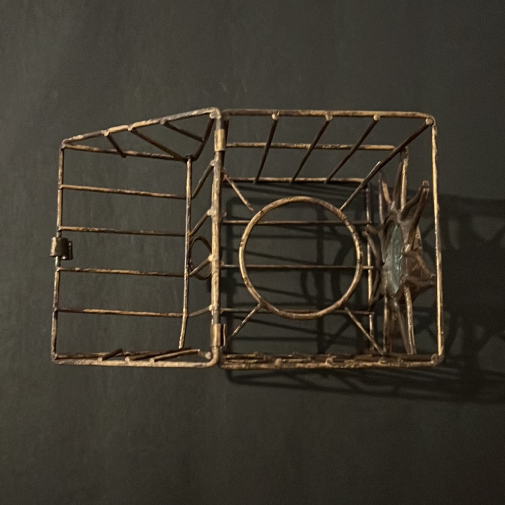 Vintage Birdcage Tea Candle Holder with Glass Sun - Tealight Votive - Decor - Picture 4 of 5